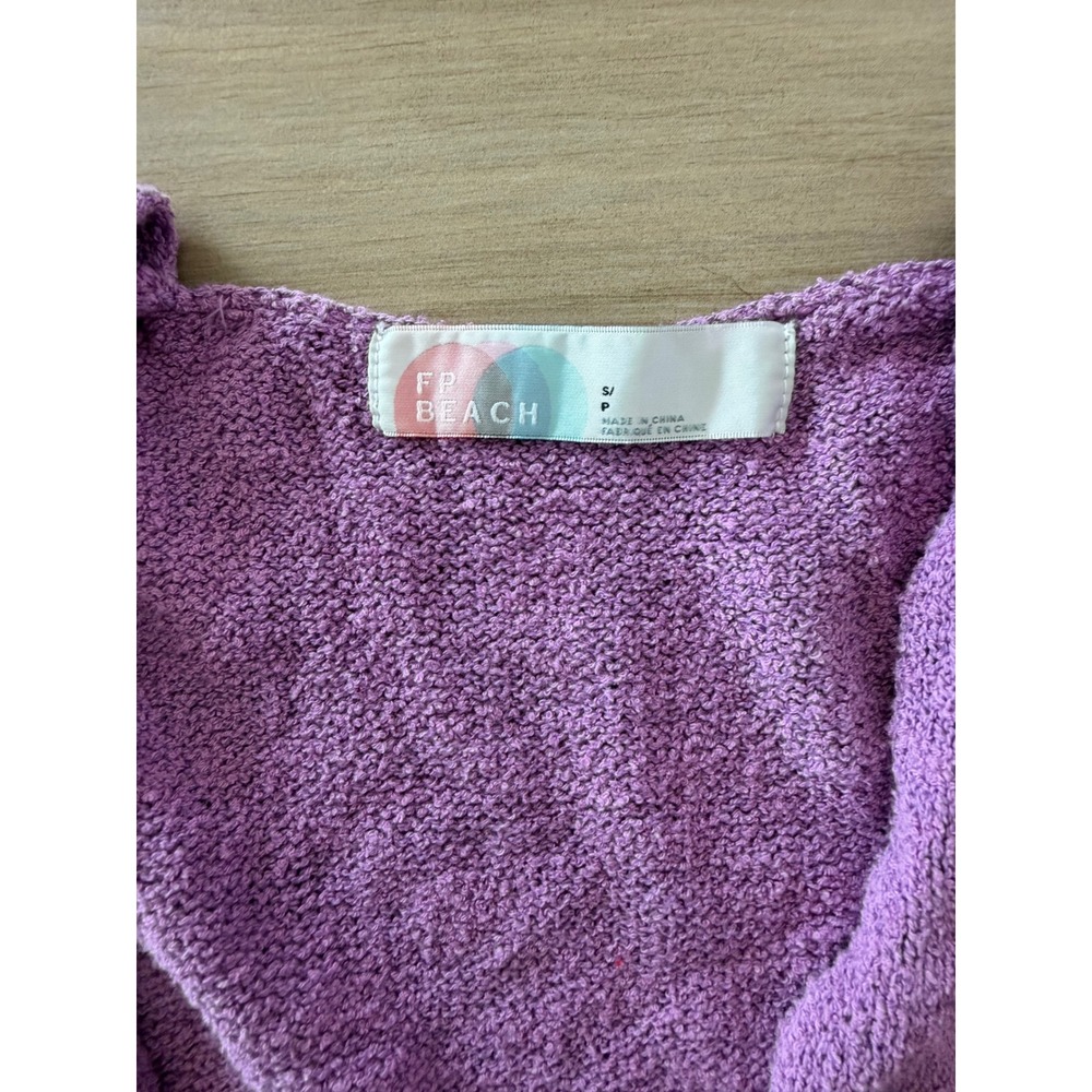 Free People Beach Purple Terry Cloth Wrap Mini Dress Sleeveless V-Neck Small - Picture 2 of 5